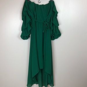 Pink Stitch Green Strapless Off The Shoulder